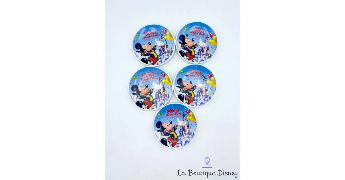 Ensemble Assiettes Soucoupes Mickey's Magical Party Disneyland Paris Disney château bleu