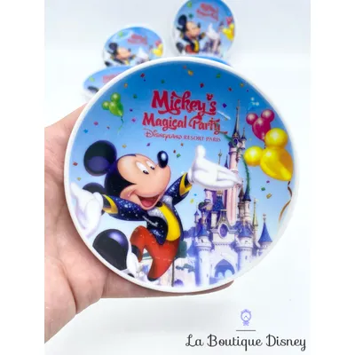 Ensemble Assiettes Soucoupes Mickey's Magical Party Disneyland Paris Disney château bleu