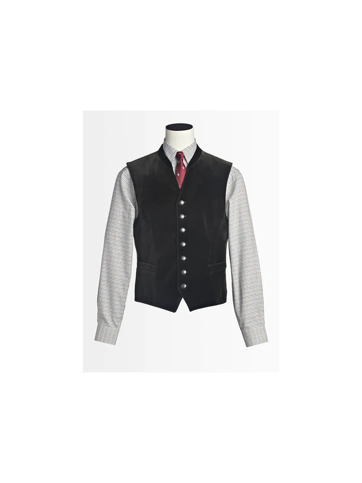 Gilet à col officier en V en velours lisse