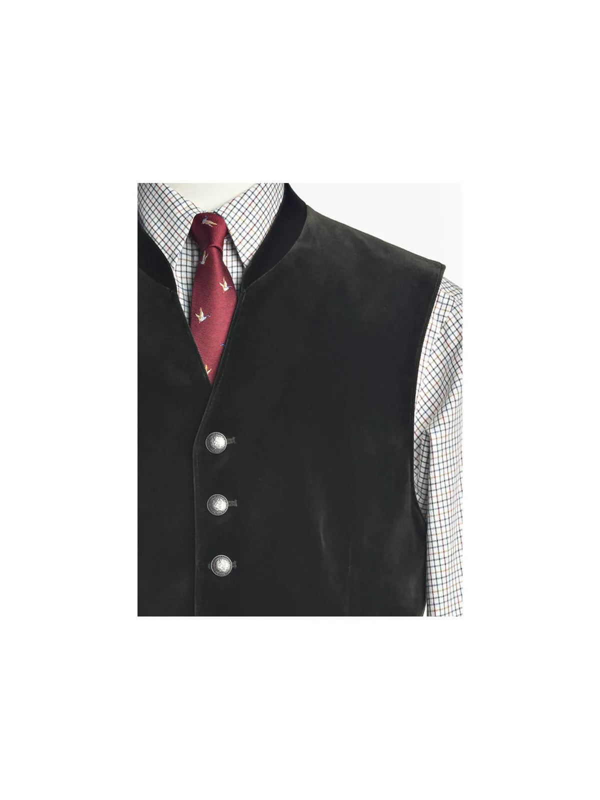 Gilet à col officier en V en velours lisse