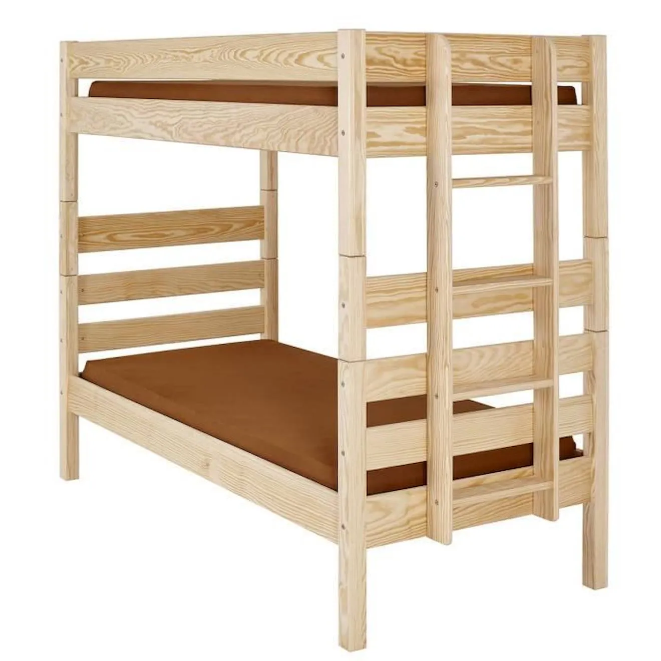 Pack lit superposé haut avec 2 matelas Aniba Brut 90x190 cm blanc - Akiten Retail